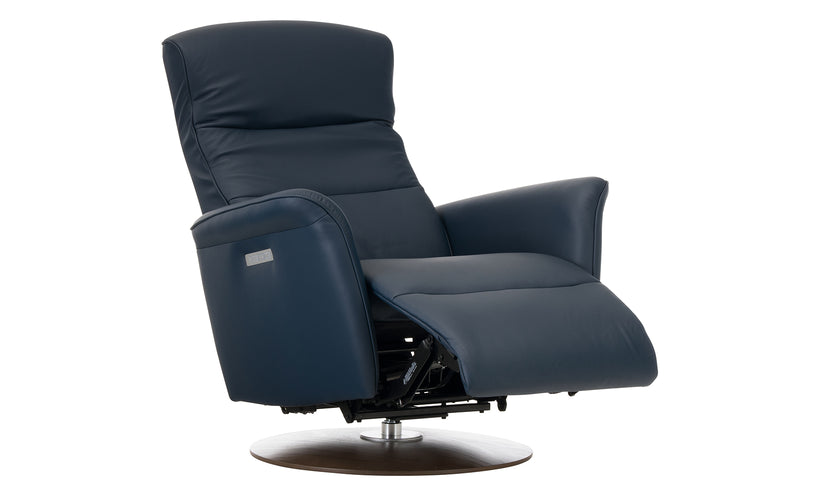 Blue recliner chair on a white background